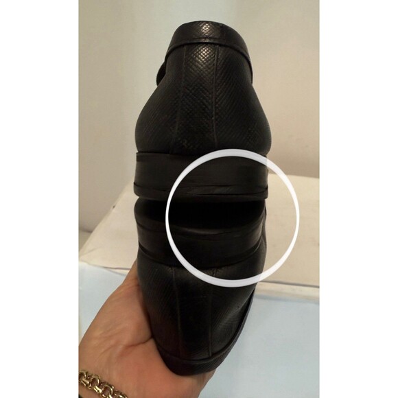 AUTH PRADA SAFFIANO BUSINESS SHOES 2DE072 BLACK LEATHER SIZE 9 1/2 - Picture 11 of 12